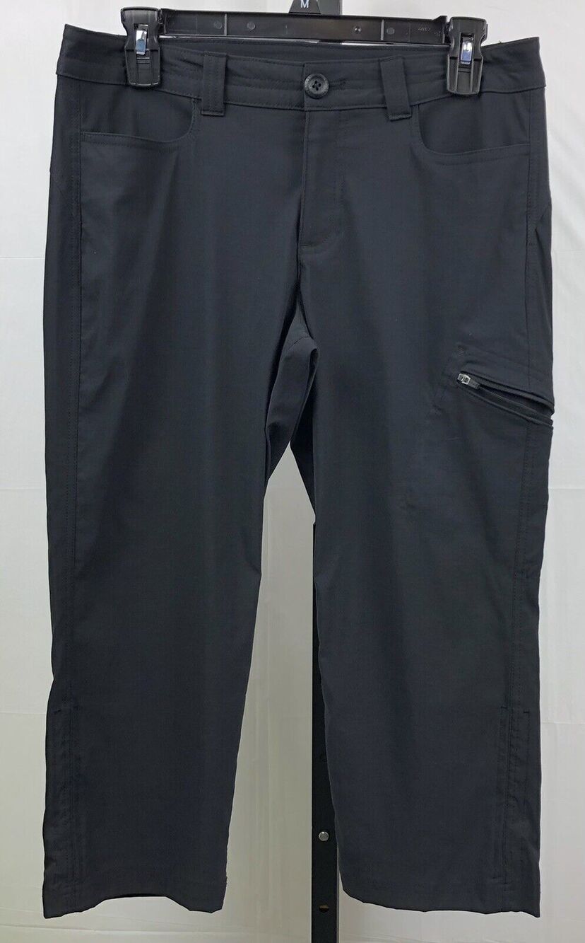 Eddie Bauer Cropped Pants Womens 6 Black Stretch Nylon Pockets Outdoor Hiking